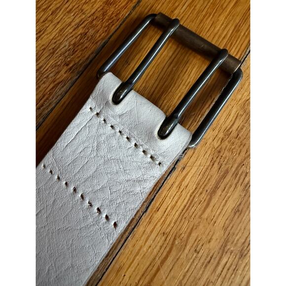 GAP Off-White Wide Textured Leather Belt Womens sz S - Picture 5 of 11